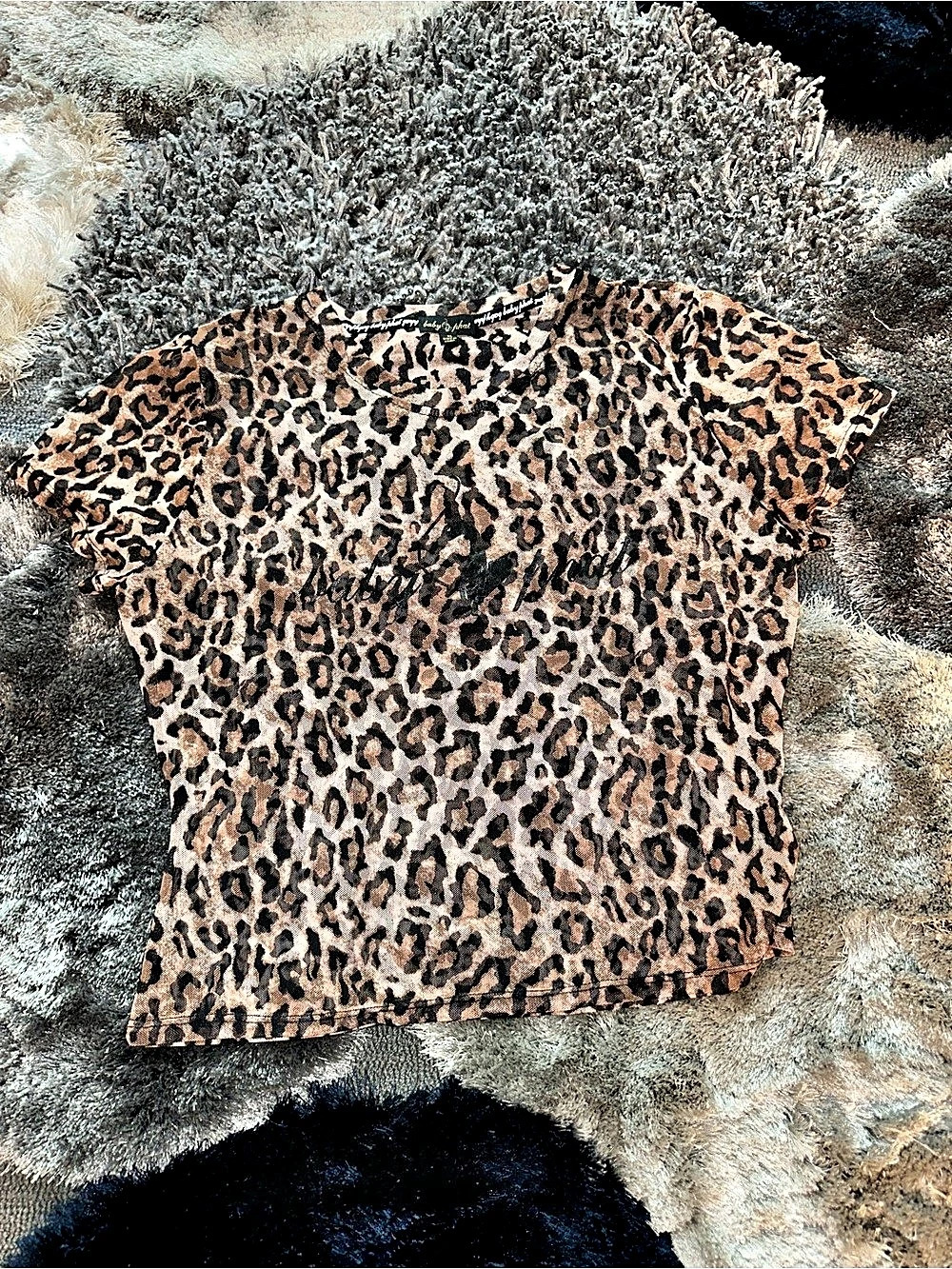 Baby Phat Leopard Print Short Sleeve Top Small